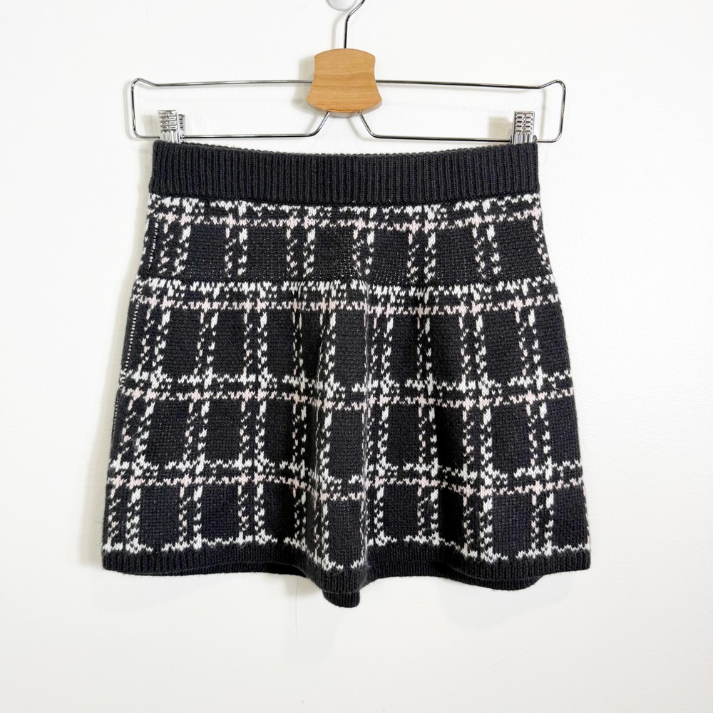 Abercrombie Kids Skirt Girls 9/10 Black Plaid Knit Sweater Skirt